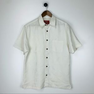 Woody’s Retro Lounge Men’s White Ivory Hawaiian Shirt Modal Blend Size Medium M